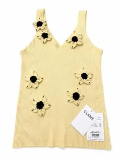 CLANE FLOWER MOTIF KNIT TANK TOP