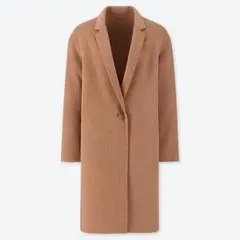 【匿名配送】美品　ユニクロ　ダブルフェイスコクーンコート　ベージュブラウン　M