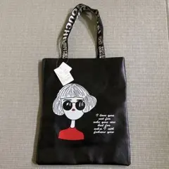 新品タグ付き　トートバッグ 黒　ブラック　フェイクレザー
