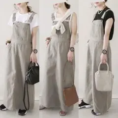 GU デニム サロペット スカート ブラウン カーキ グレージュ ベージュ