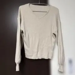 フリーサイズ 長袖ニット セーター　フリーサイズ　Vネックニットトップス