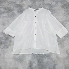 YECCA VECCA F 白 バンドカラー コットン100% チュニック 春夏