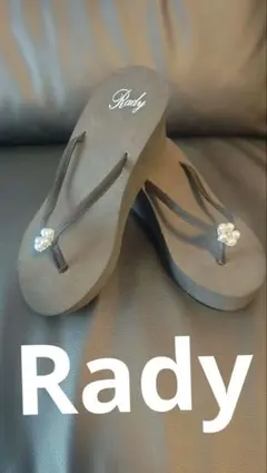 値下げ☆Rady パールフラワー フラットサンダル 黒のサムネイル