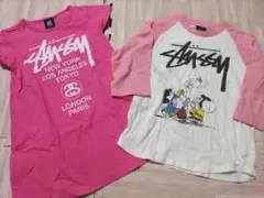 ステューシーStussy スヌーピー コラボ長袖Tシャツワンピース110 ピンク