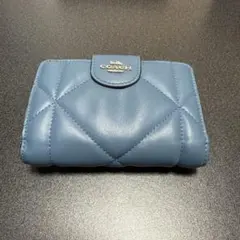 COACH 折り財布 キルティング ブルーのサムネイル