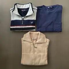 【3点】CHAPS ジップアップ&長袖シャツBARACUTAジップアップニット