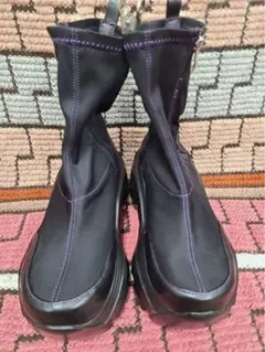 ヨースケ 厚底ブーツ L 厚底スニーカー ダブルジップ ストレッチブーツ 黒