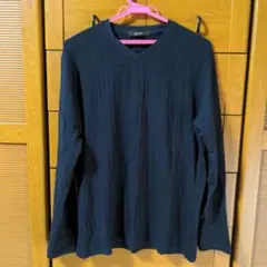 COMME CA MEN ネイビー Vネック長袖シャツ