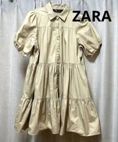 ZARA ティアード ワンピース チュニック ベージュ