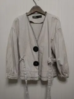 ZARA ノーカラージャケット M ベージュ