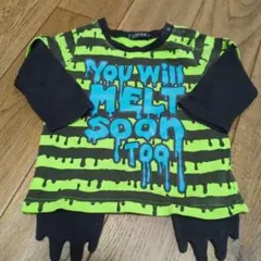 メッセージTシャツ 緑と黒のストライプ