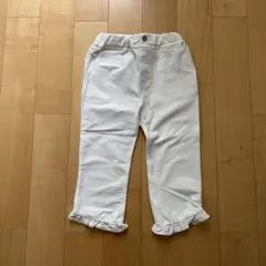 プティマイン　スマイルシリーズ　裾フリルクロップドパンツ　オフホワイト　120