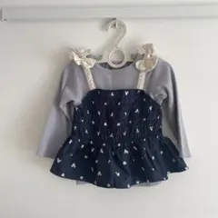 petit main リボン付きフリルトップス