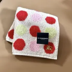 【未使用】BURBERRY バーバリー　ドット柄 タオルハンカチ 刺繍ロゴ