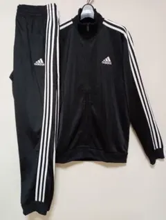 adidasアディダス新品ジャージボトムス上下黒白サイズXO（メンズ2XL）