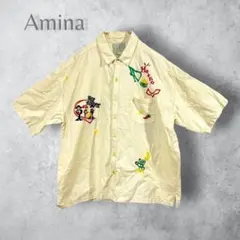 【Amina アミナ】　メキシコ　刺繍デザイン　半袖シャツ　メンズ　フリーのサムネイル