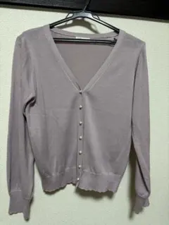 earth music & ecology 薄紫 Vネックカーディガン