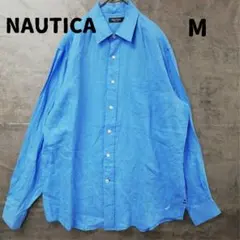 ノーティカ 長袖シャツ M 水色 無地 定番 USA古着 シンプル【6193】
