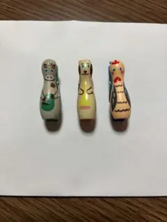 動物デザイン木製クリップ3個セット