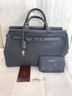 高級 オーストリッチ ハンドバッグ 日本製