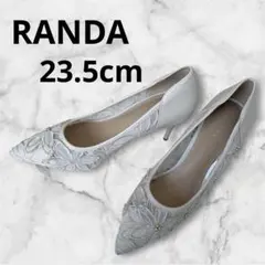 RANDA フラワー刺繍シースルーパンプス オフホワイト23.5