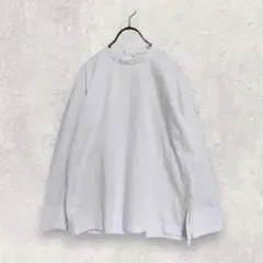 無印良品 長袖 シャツ ブラウス M ホワイト ストライプ クルーネックのサムネイル
