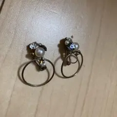 パールとブルークリスタル　イヤリング