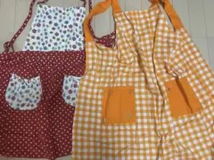 エプロン 2点セット　花柄　チェック柄