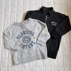 トレーナー　スウェット　ハーフジップ　ブラック　グレー　トラ　男の子　キッズ