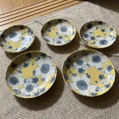 たち吉の花柄 陶器製皿 5枚セット