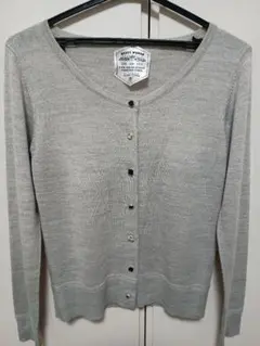 mysty woman ミスティウーマン 長袖カーディガン　グレー系Мサイズ