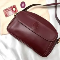 ✨極美品✨カルティエ　マストライン　ミニショルダーバッグ　ボルドー×ゴールド金具