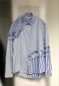 値下⭐︎MSGM フリル付き ストライプシャツ 38 定価59,400円のサムネイル