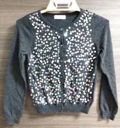 H&M スパンコール グレー カーディガン キッズ用