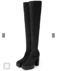 厚底スクエアトゥストレッチニーハイブーツ［gd1396］