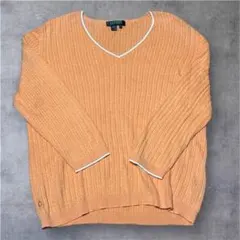 LAUREN RALPH LAUREN オレンジ Vネック セーター XL