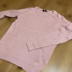 UNIQLO リブ編み長袖ニット L ピンク