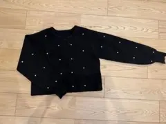 ASTORIA ODIER 黒のパール装飾長袖カーディガン Mサイズのサムネイル