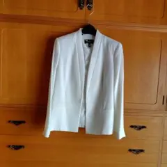 MANGO ホワイト ノーカラージャケット L