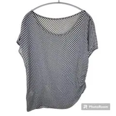 a372【ブラックバイマウジー】ストライプカットソー　シアートップス　日本製