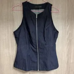 美品 ZARA ザラ S デニムジレ デニムベスト フロントジップ