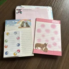 平成レトロ　便箋　レター用紙　ミニメモ帳 コーギー　花柄　ムーミンなど
