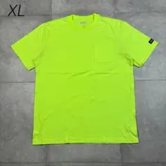 古着　ディッキーズ　Tシャツ XL ポケT 蛍光イエロー ポケット　ダメージ有り