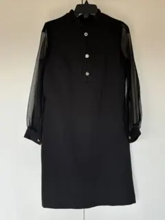 ヴィンテージ　ビジュー　シースルー　オーガンジー　ブラックミニワンピース　美品