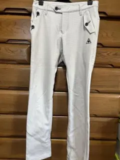 ルコックホワイトチェック スリムフィットパンツ　起毛