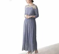 新品ADAM ET ROPE’ チュールパネルレースドレス　ロングワンピースのサムネイル