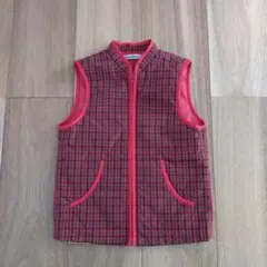 【希少】familiar 定番チェック柄 ダウンベスト 100cm 美品