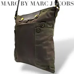 【良品】マークバイマークジェイコブス　ショルダーバッグ　カーキ　レザー　ナイロン