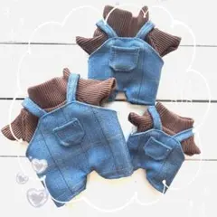 ぬい活　ぬい服　推しドール　着せ替え『青チェックサロペット♡』のサムネイル