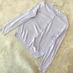 UNIQLO UVカット クルーネックカーディガン (長袖) パープル L